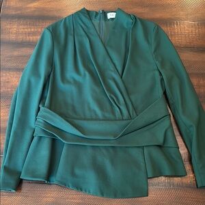 Chic Green Crepe Wool Wrap Blouse from The Fold